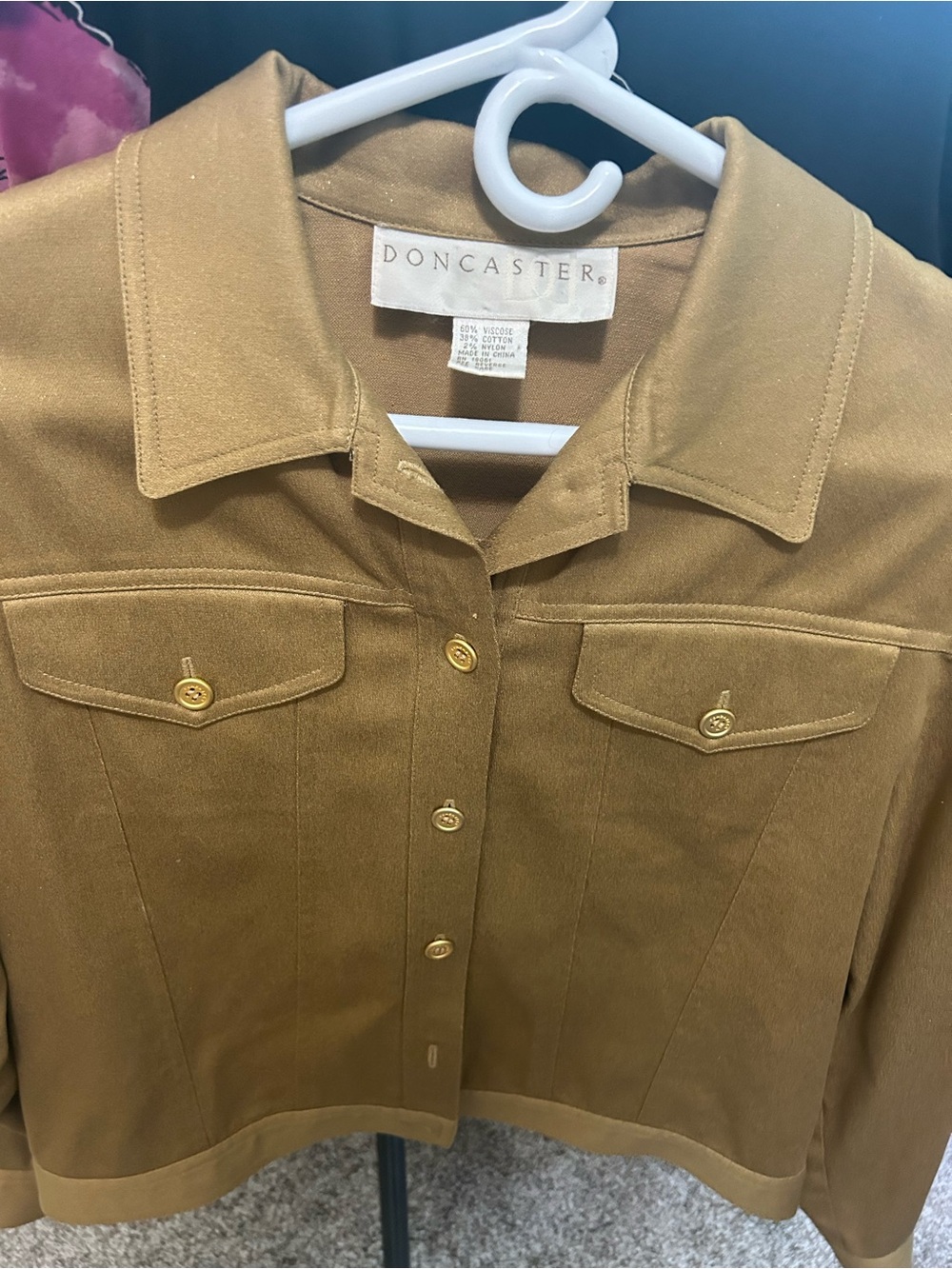 Doncaster Women's Tan Button-Front Jean Jacket and matching slacks